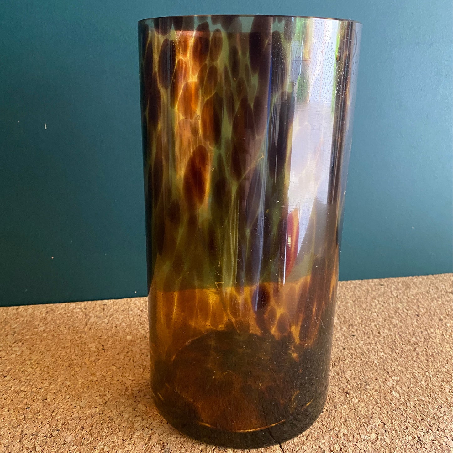 Tall tortiseshell glass clinder vase