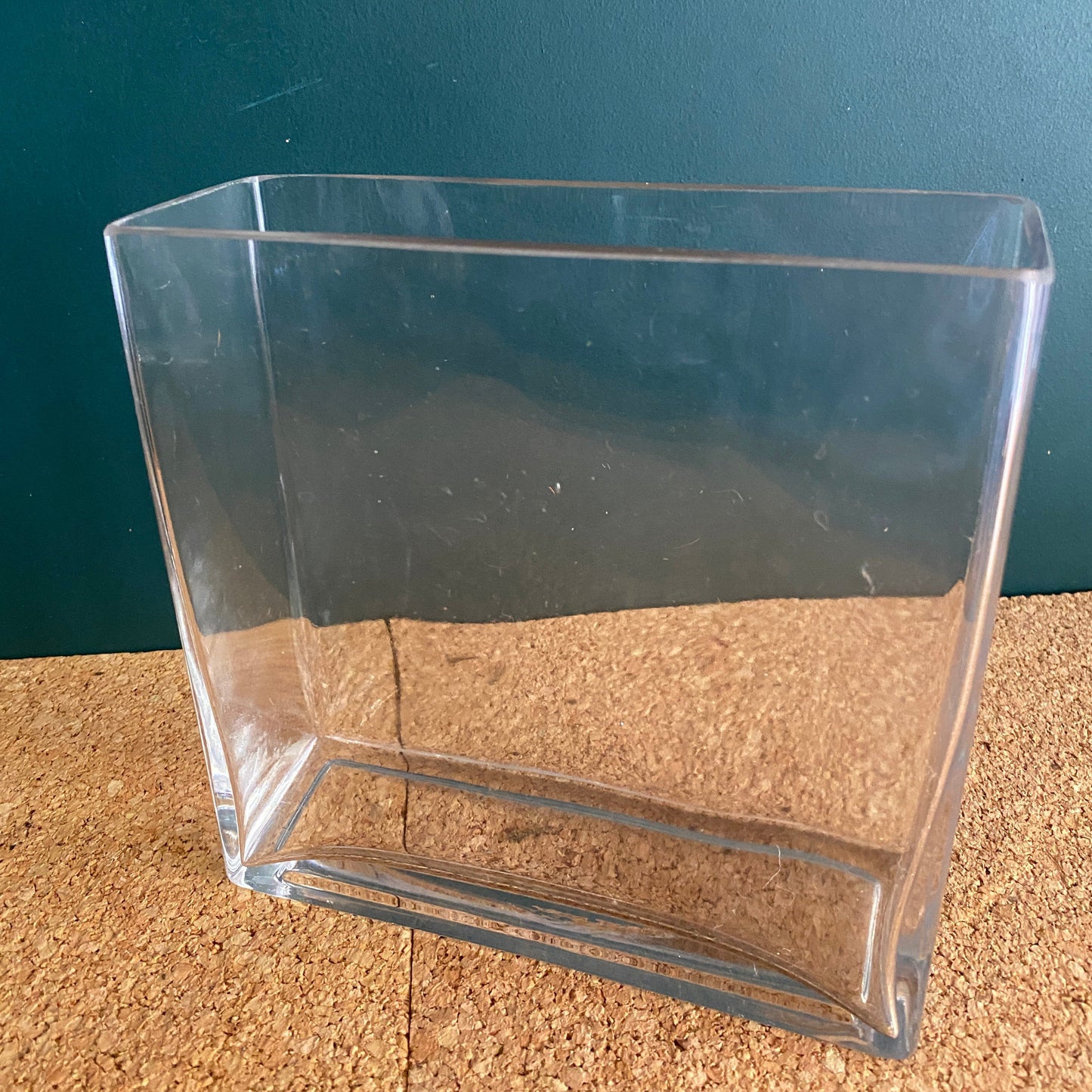 Trough style clear glass vase
