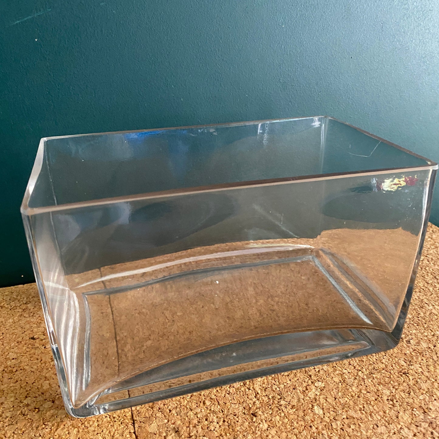 Clear glass rectangular cube vase