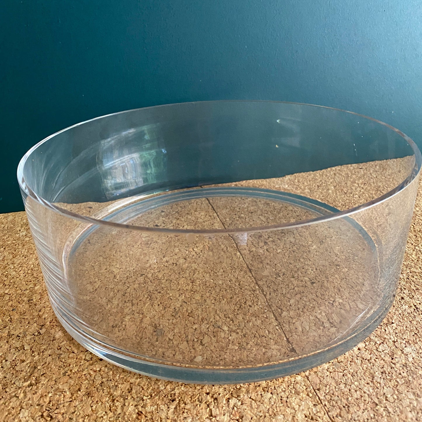 Low round clear glass cylinder vase 9cmH x 25cm Diameter