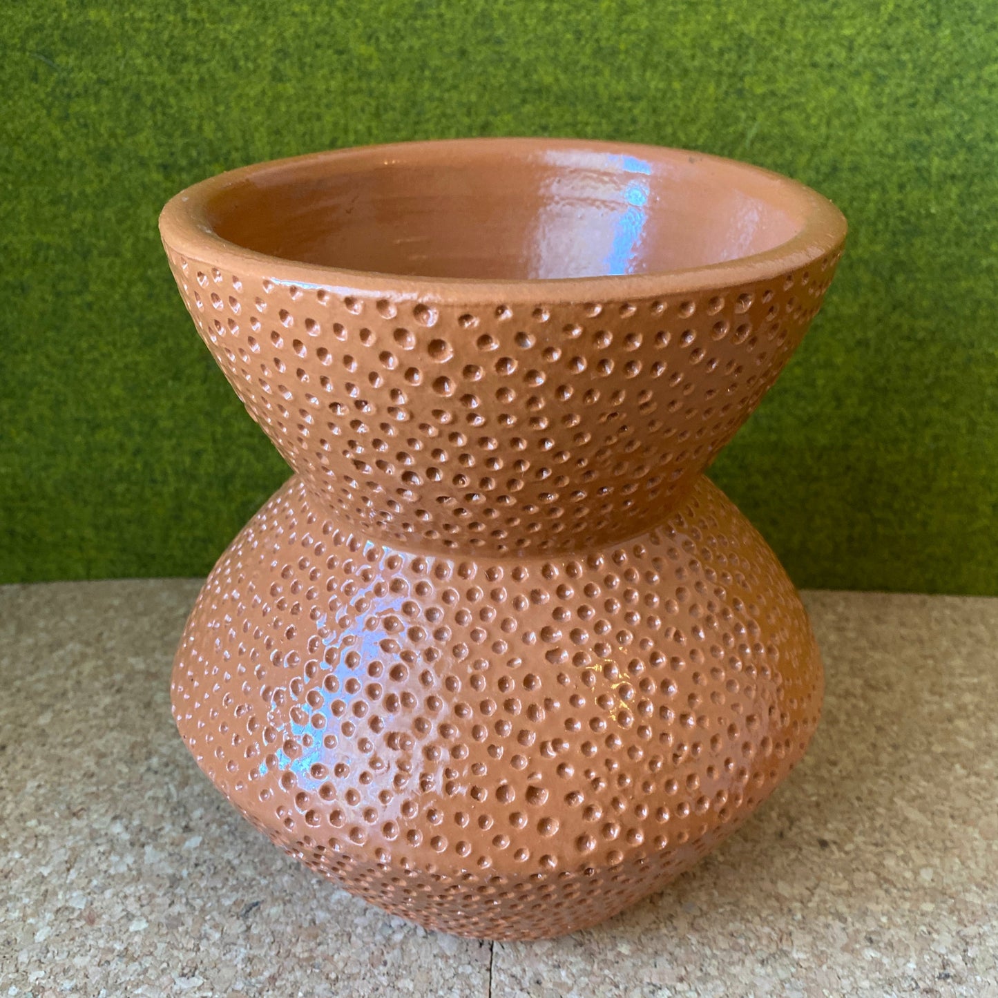 Jones & Co Orange geometric ceramic vase with texture