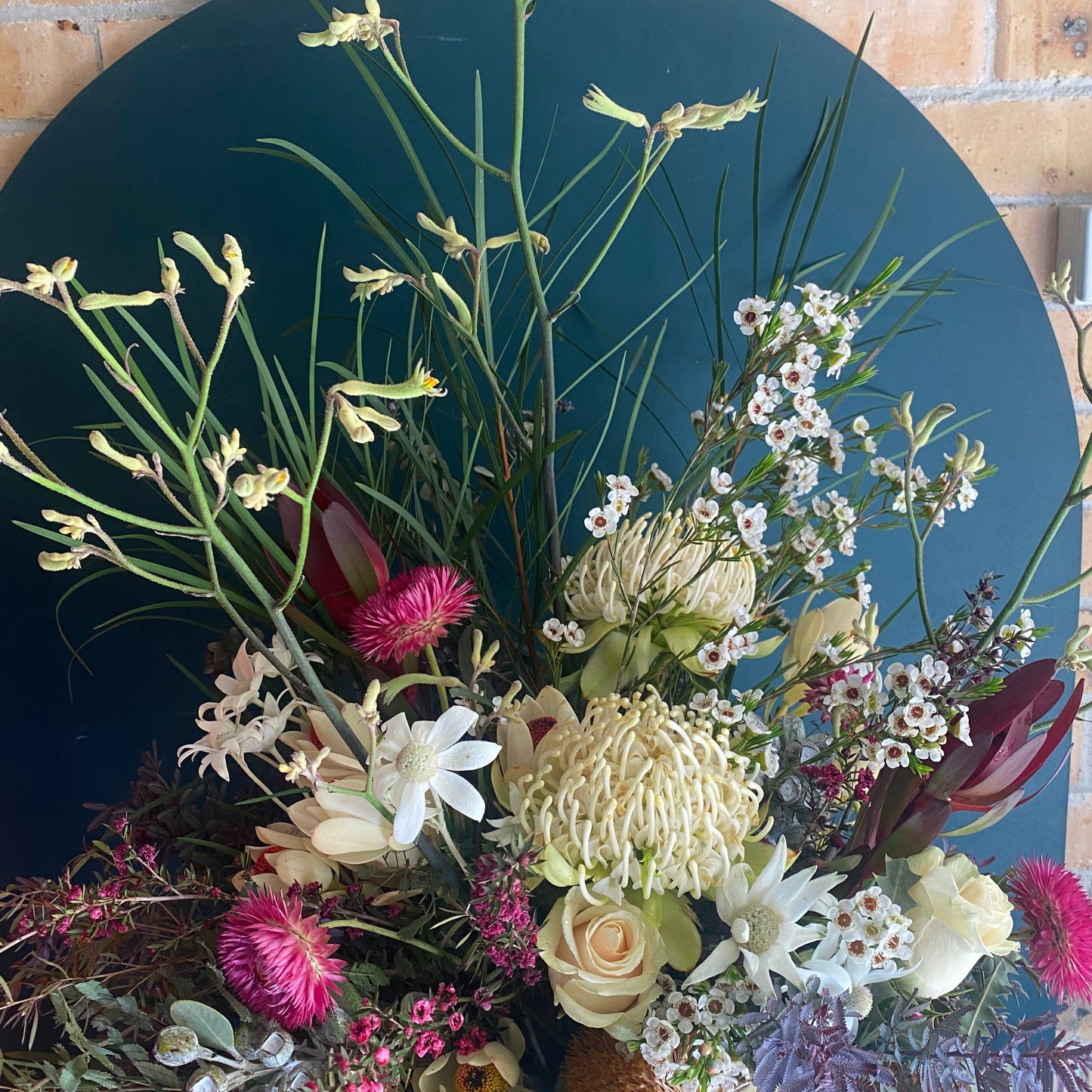 An extra large, colourful flower arrangement