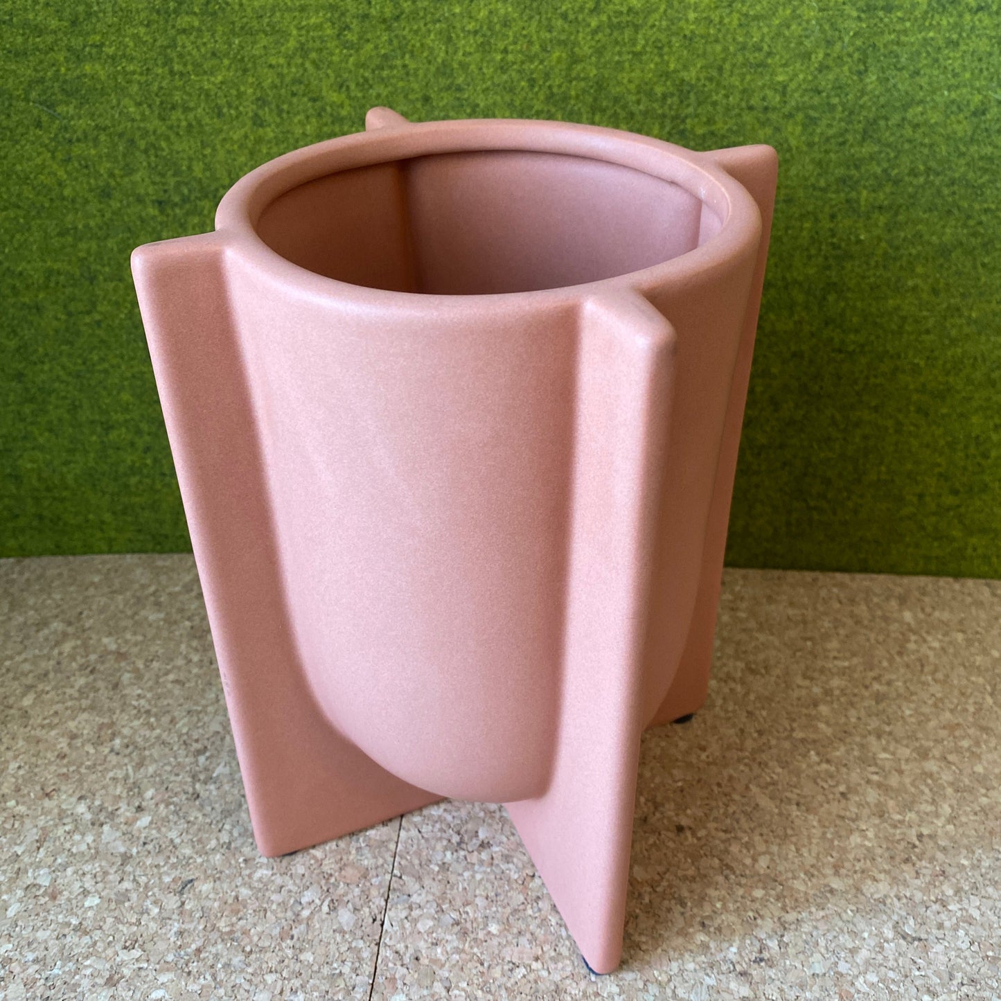 KAS pink ceramic vase in stylish art deco style
