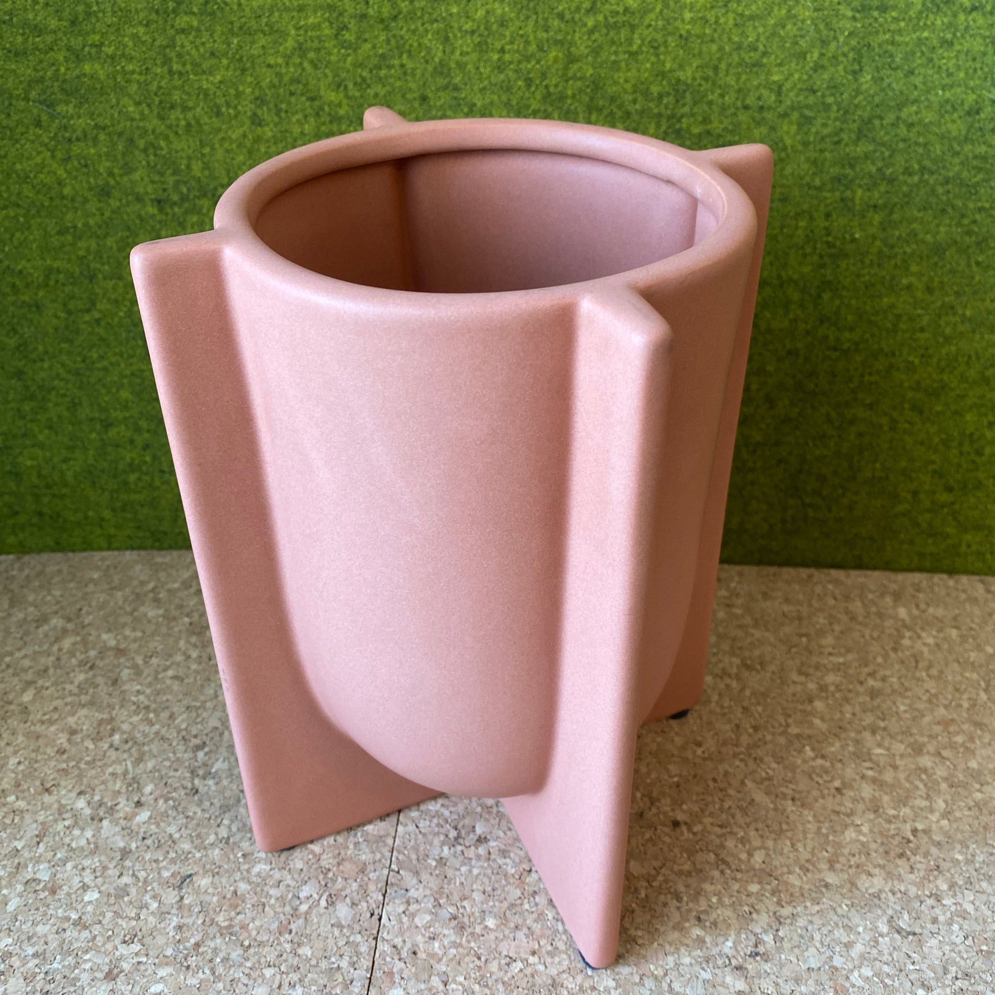 KAS pink ceramic vase in stylish art deco style