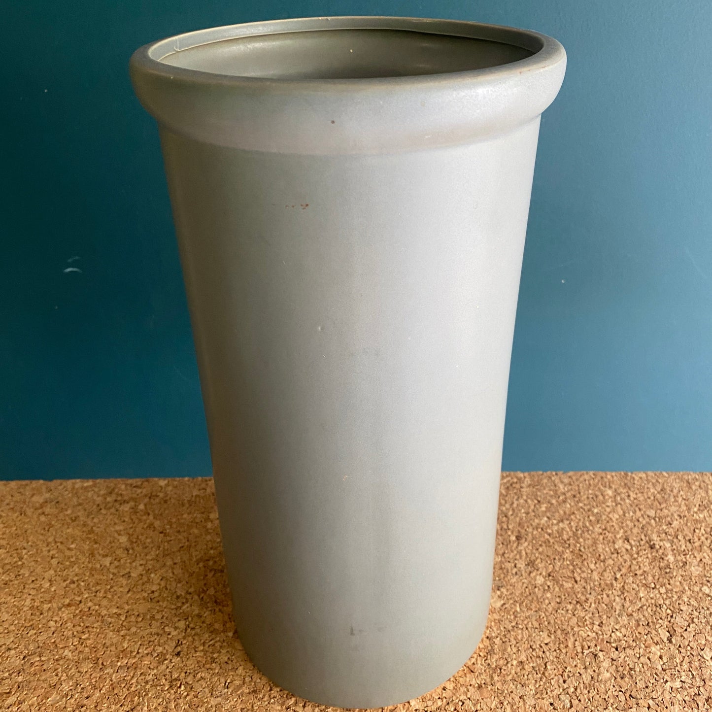 Tall charcoal ceramic cylinder vase