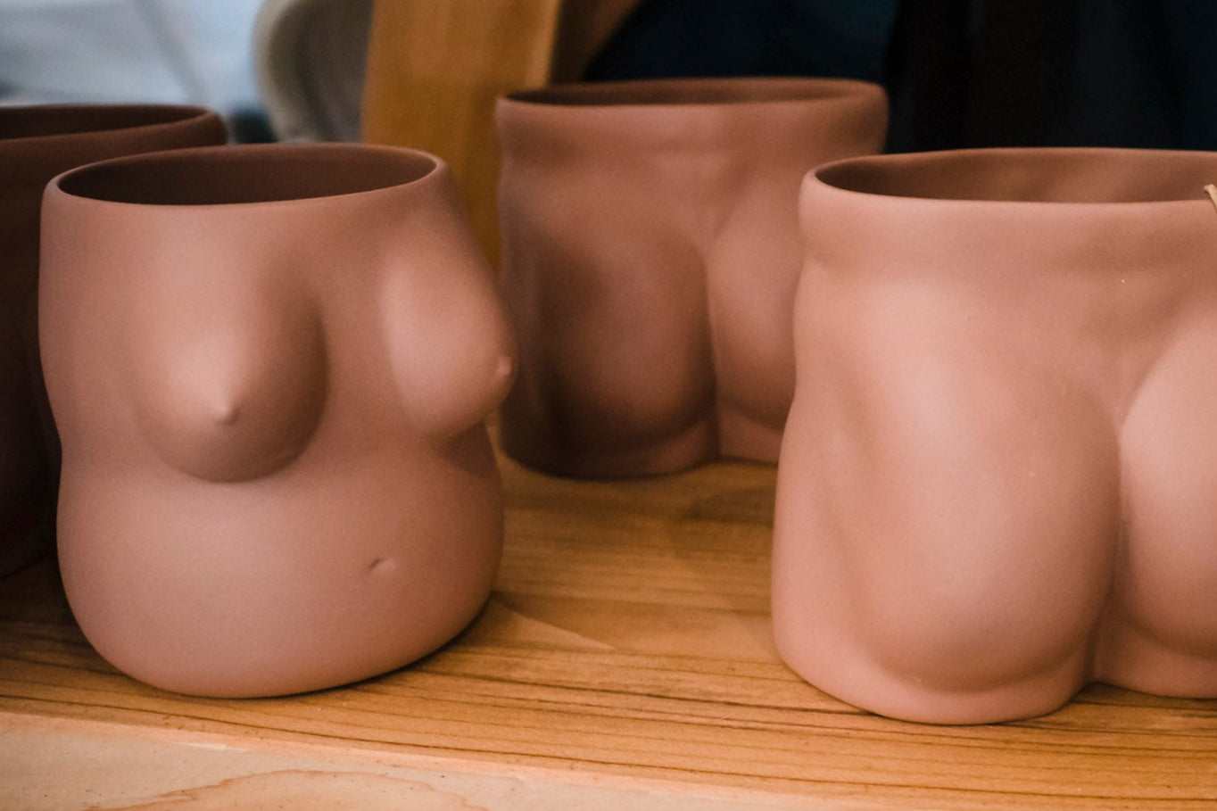 Bums and boobs shaped pots in terracotta