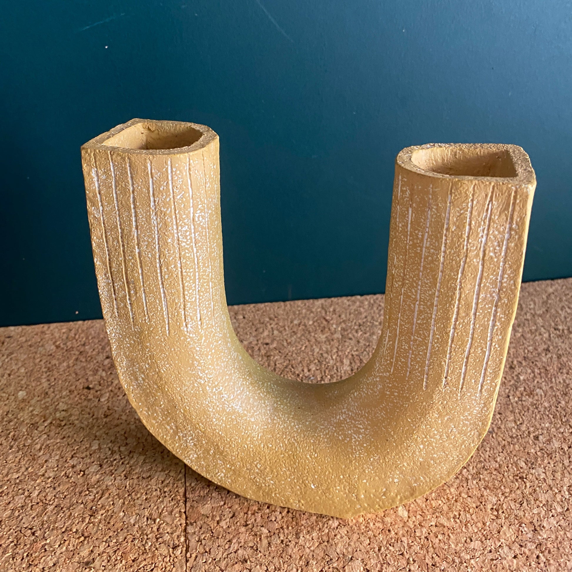 Cream and earth colour textured U-shape vase
