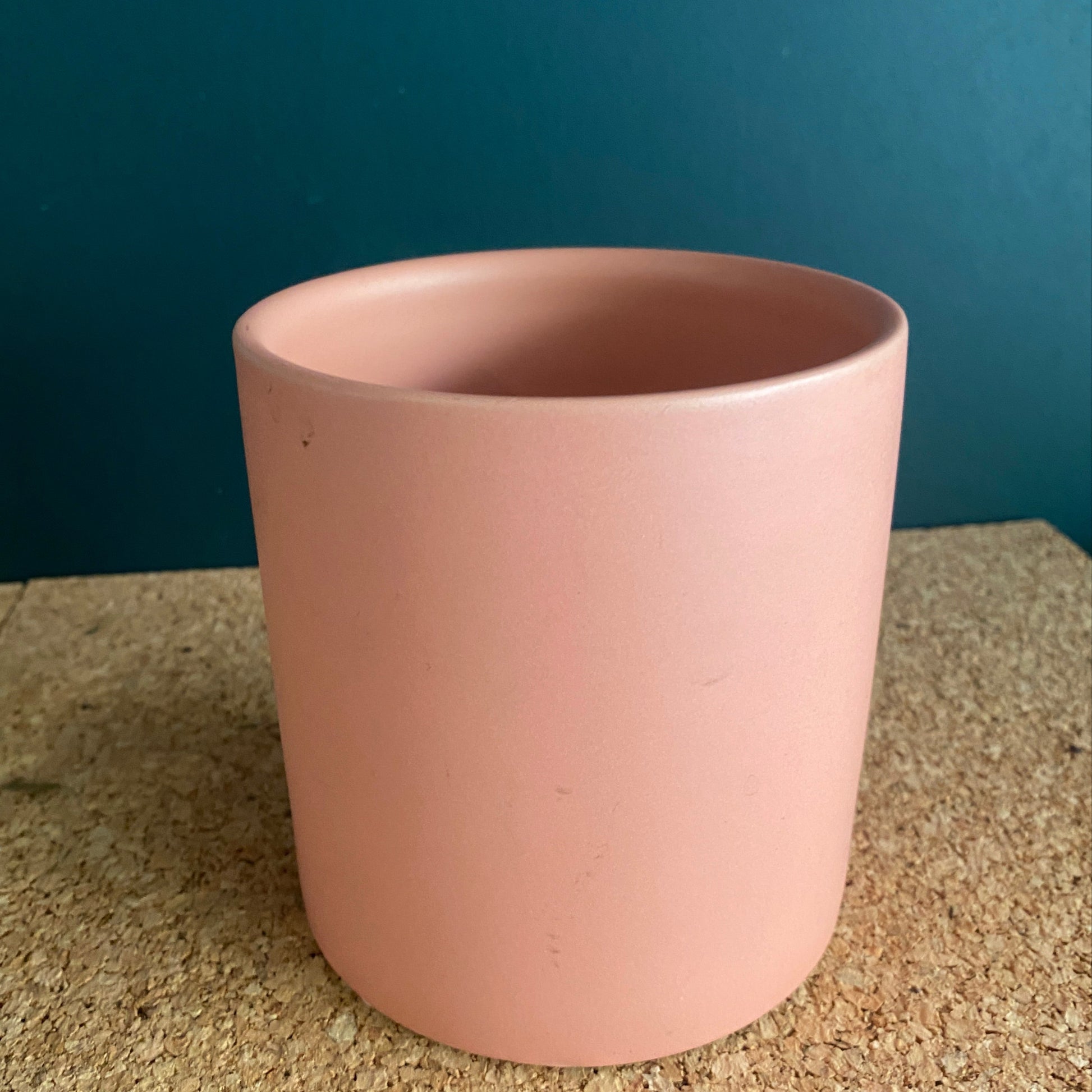 Warm pink round vase in cylinder shape sized 11cm x 10cm